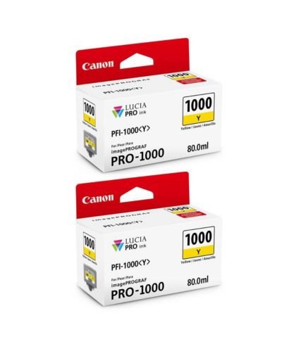Canon набор из 2 картриджей PFI 1000Y Yellow LUCIA PRO для принтера image PROGRAF PRO 1000