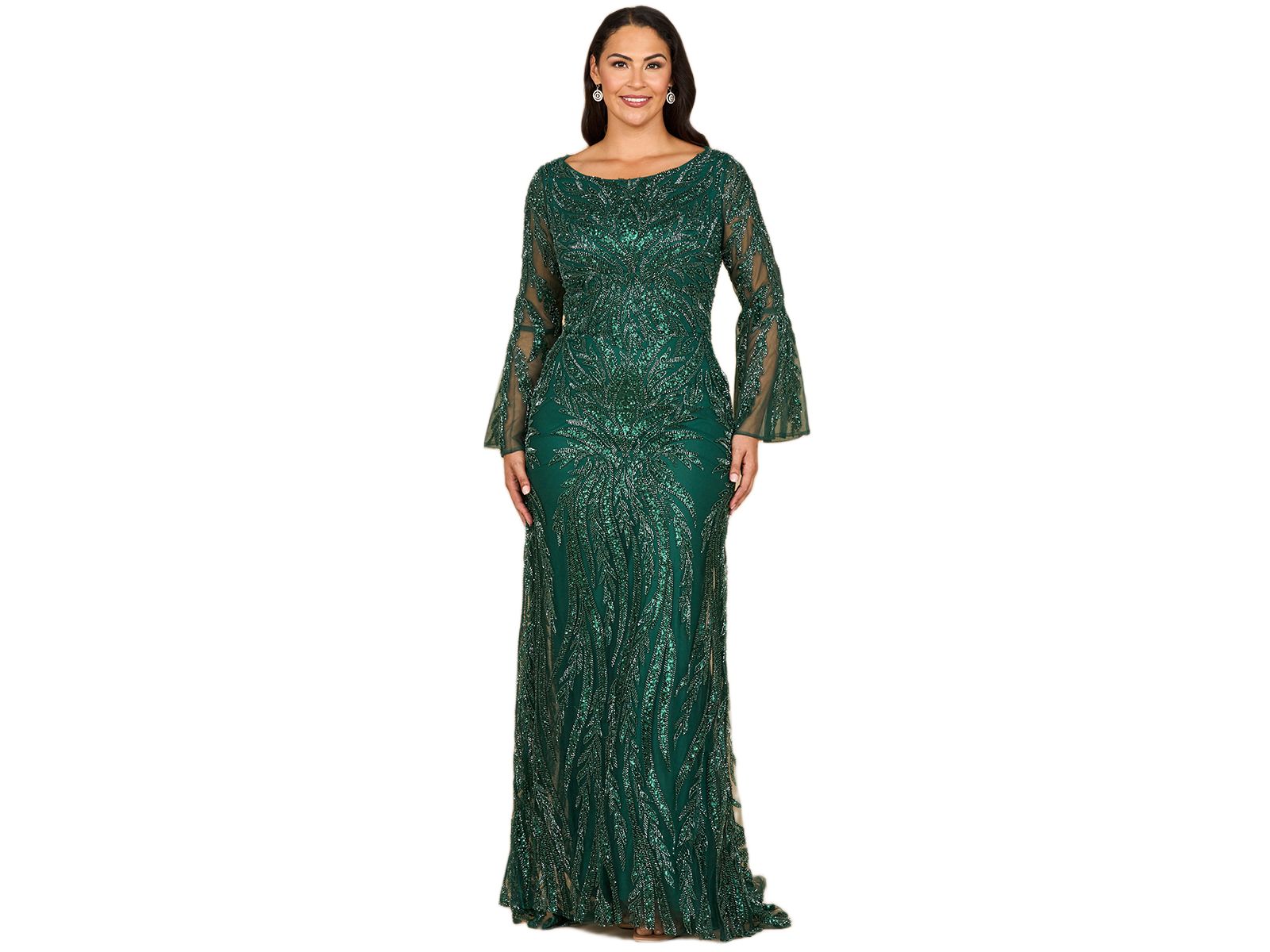 Женское платье Lara High Neck Beaded с рукавами-колоколами