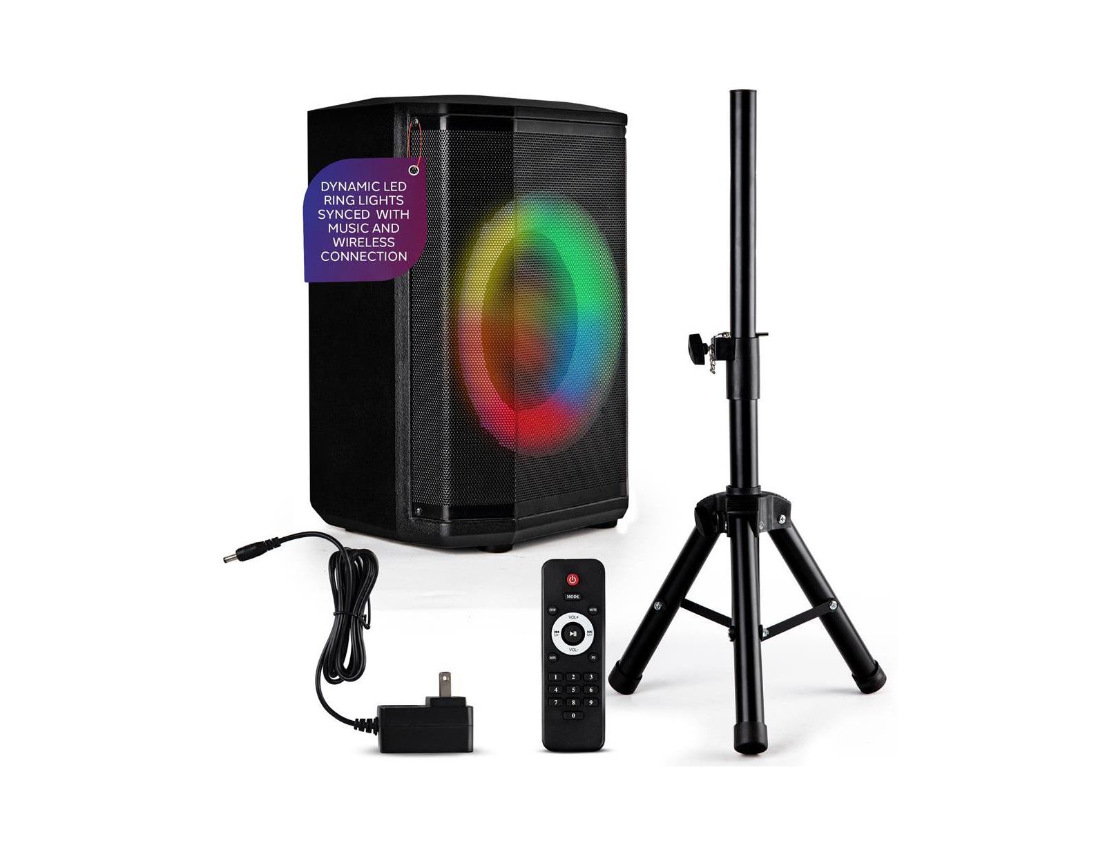 Pyle беспроводная портативная Bluetooth колонка 8 True Wireless с треногой (PPHP868ST), черная