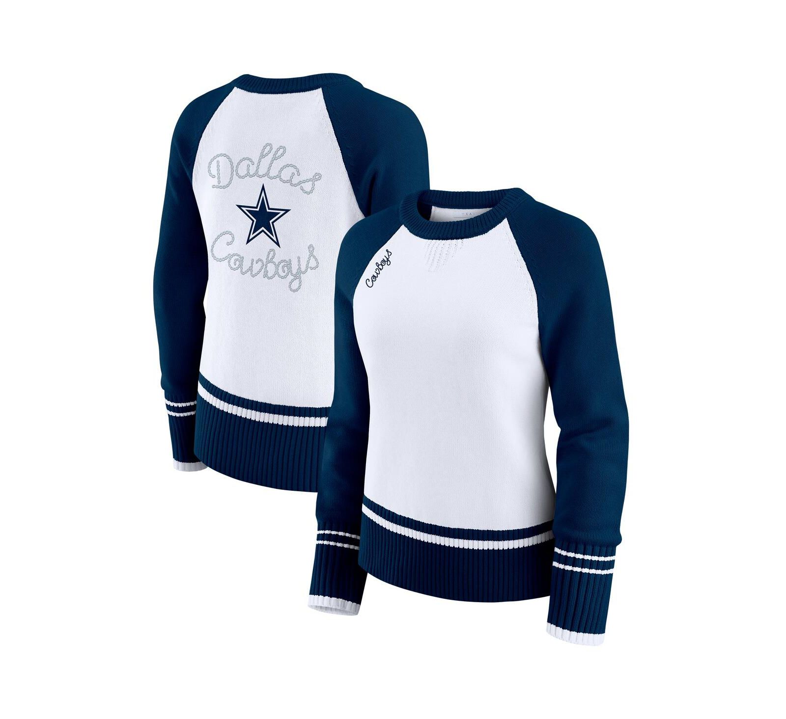 Женский джемпер WEAR by Erin Andrews White/Navy Dallas Cowboys Color Block Raglan