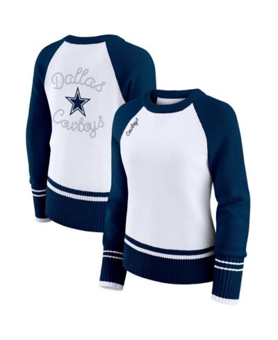 Женский джемпер WEAR by Erin Andrews White/Navy Dallas Cowboys Color Block Raglan