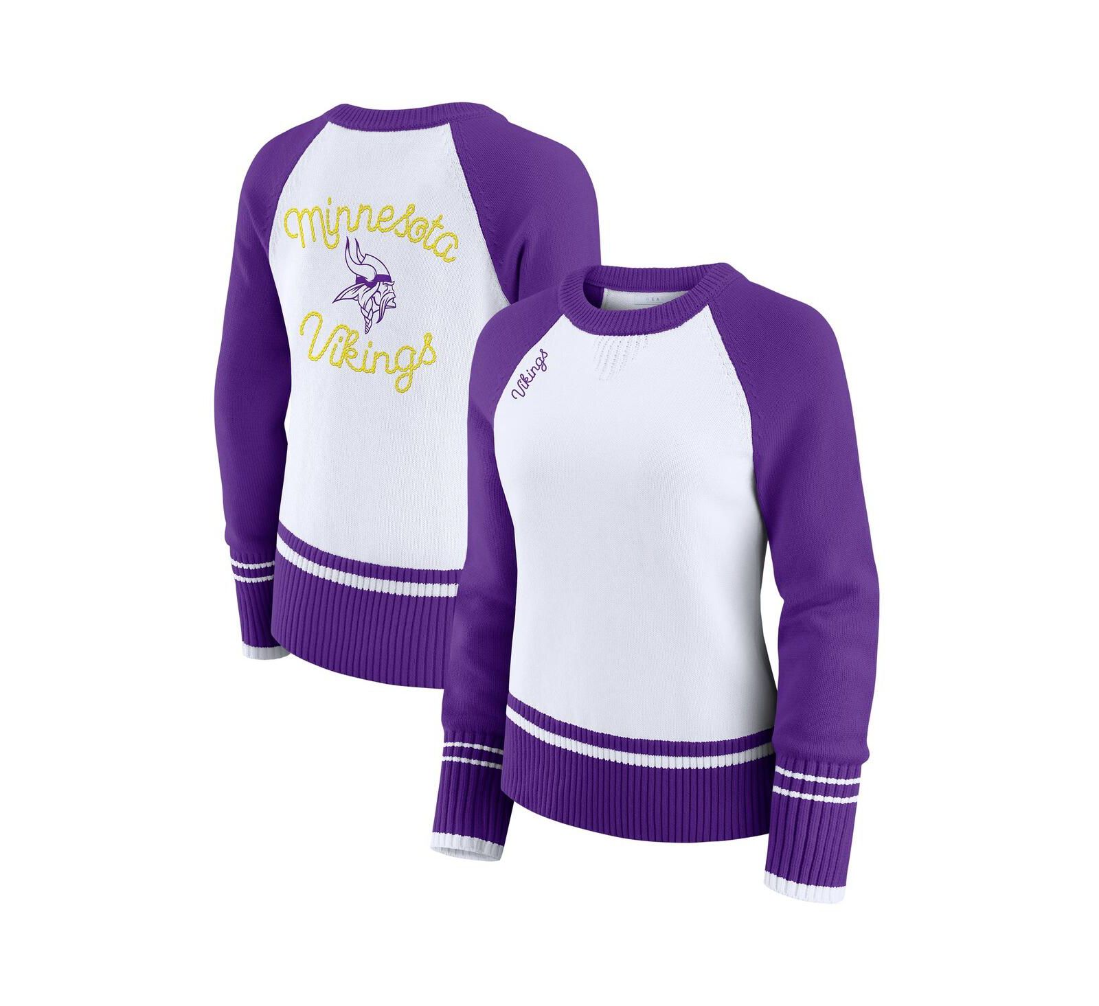 Женский свитер WEAR by Erin Andrews Minnesota Vikings Color Block Raglan, белый/фиолетовый