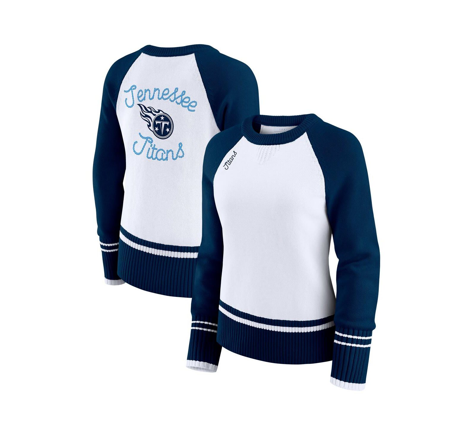 Женский свитер WEAR by Erin Andrews Tennessee Titans Color Block Raglan, белый/темно-синий