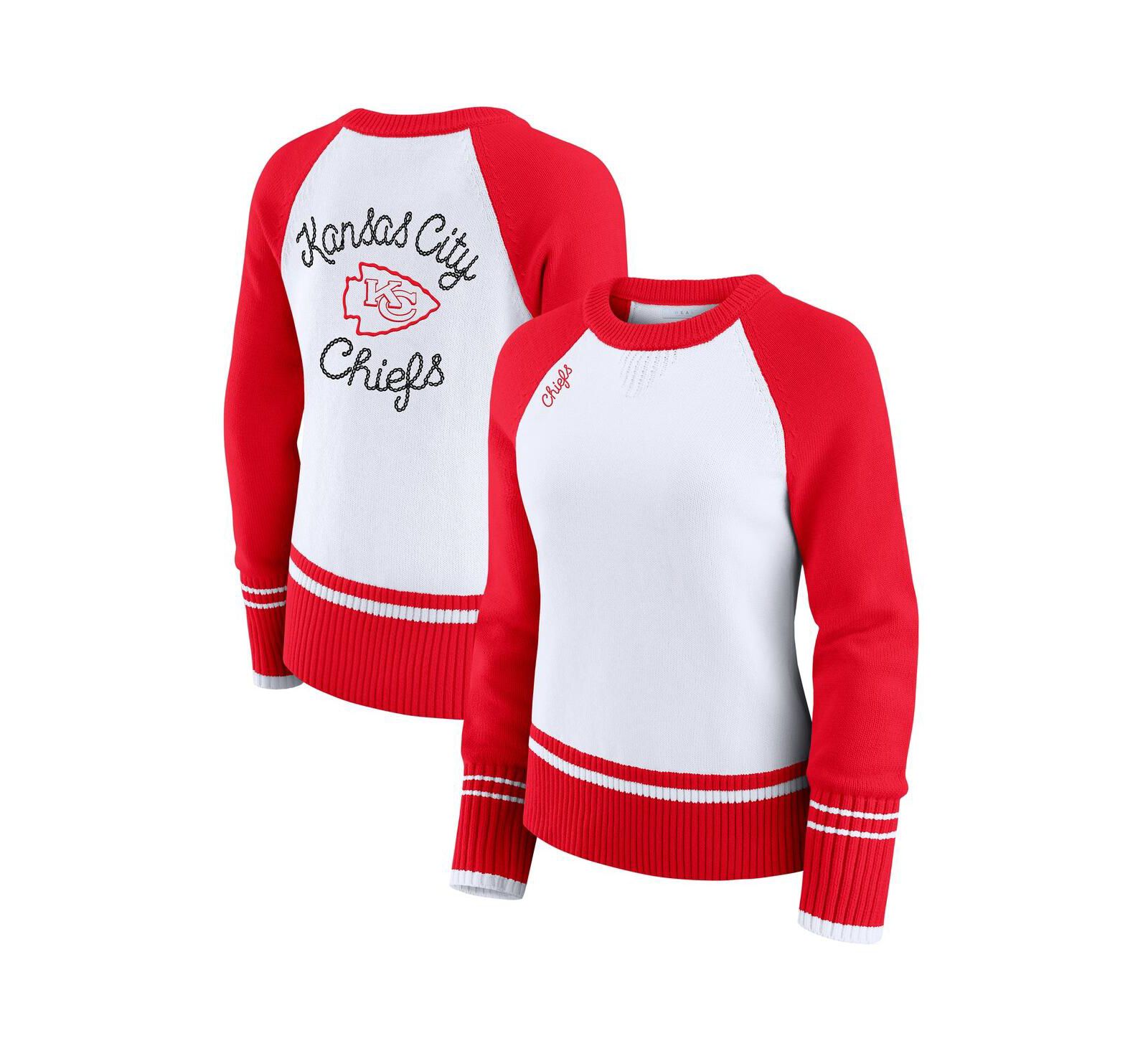 Женский джемпер WEAR by Erin Andrews White/Red Kansas City Chiefs Color Block Raglan