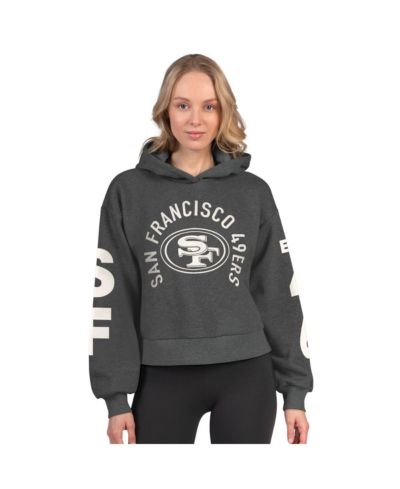 Женское укороченное худи Starter Women's Heather Charcoal San Francisco 49ers Star Player Fleece Pullover