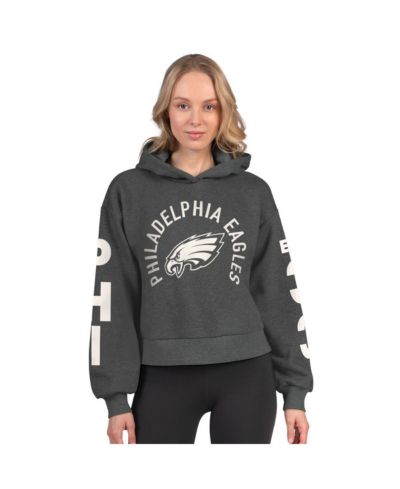 Starter Женское укороченное флисовое худи Philadelphia Eagles, цвет Heather Charcoal