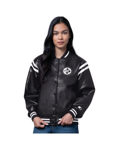 Starter Women's Black/White Pittsburgh Steelers High Heat Full-Snap Varsity Jacket