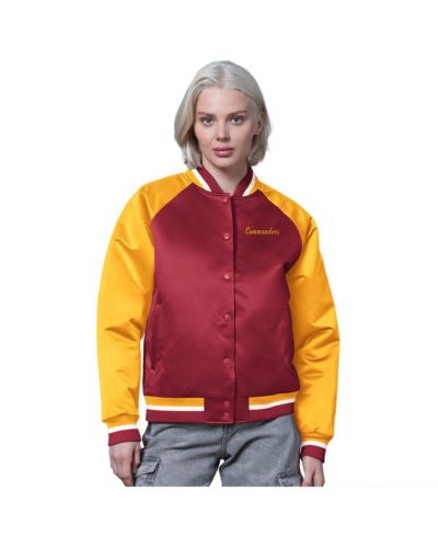 Женская винтажная куртка Starter Washington Commanders Satin Full-Snap, бордовая и золотая