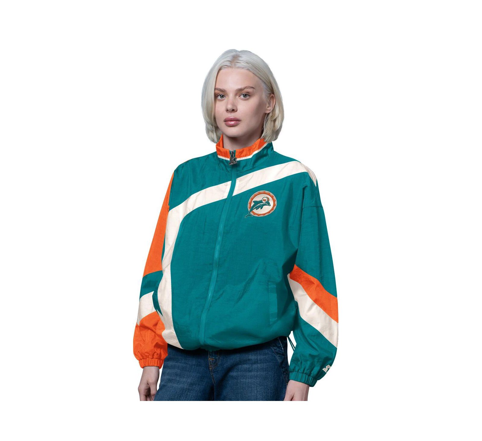 Starter Women's Aqua/Orange Miami Dolphins Vintage 1st Quarter Full-Zip Windbreaker