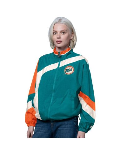Женская ветровка Starter Aqua/Orange Miami Dolphins Vintage 1st Quarter с полной молнией