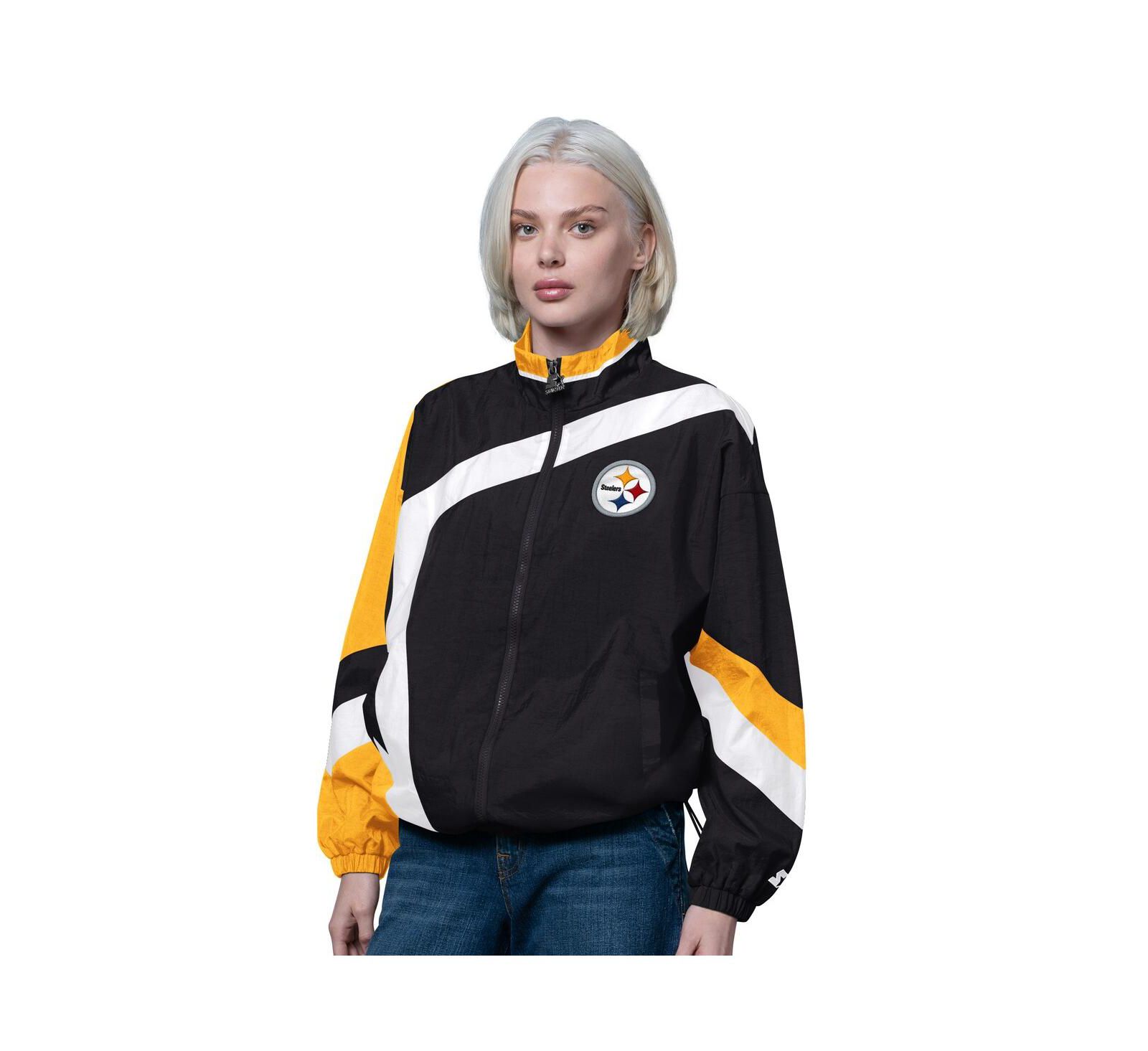 Starter Women's Black/Gold Pittsburgh Steelers Vintage 1st Quarter Full-Zip Windbreaker