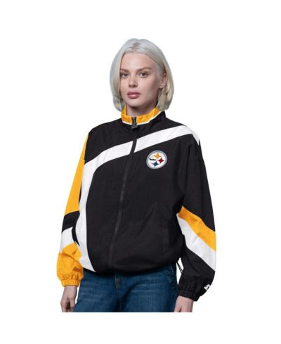 Женская ветровка Starter Black/Gold Pittsburgh Steelers Vintage 1st Quarter Full-Zip