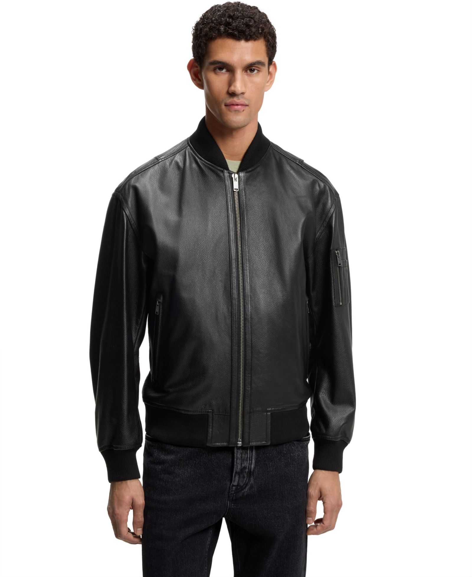 BOSS by Hugo Boss Men's Leather Bomber Jacket