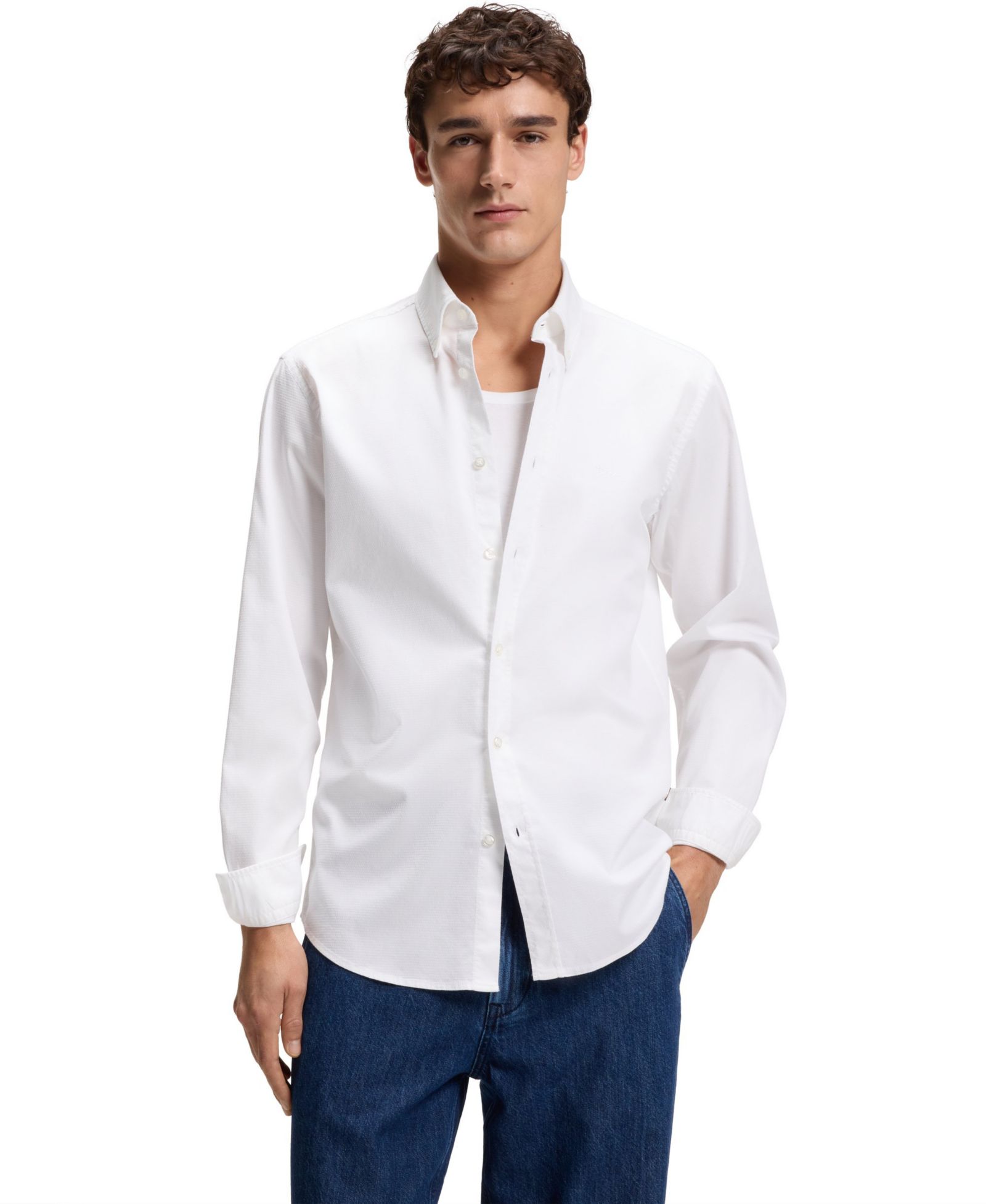 BOSS by Hugo Boss Men's Regular-Fit Stretch-Cotton Dobby Shirt