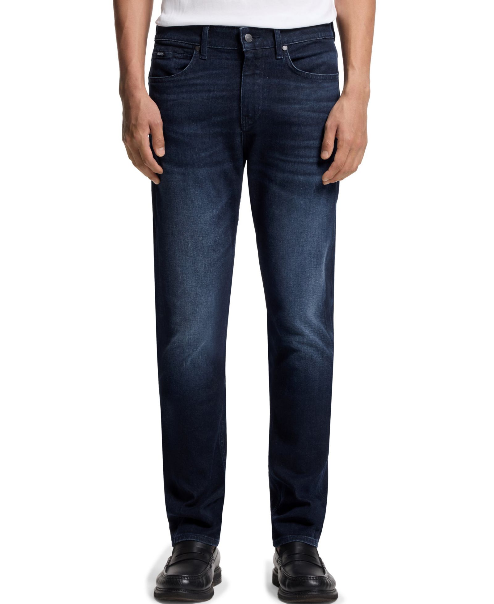 BOSS by Hugo Boss Men's Dark-Blue Stretch Denim Delaware Slim-Fit Jeans