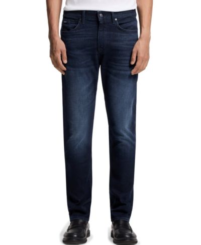 BOSS by Hugo Boss Men's Dark-Blue Stretch Denim Delaware Slim-Fit Jeans