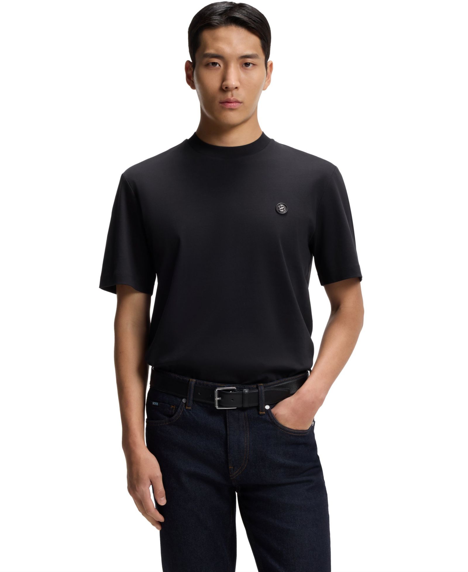 BOSS by Hugo Boss Мужская хлопковая футболка Regular Fit с монограммой