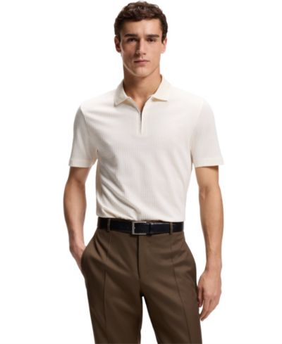 BOSS by Hugo Boss Men's Cotton Silk Zip-Neck Polo Shirt