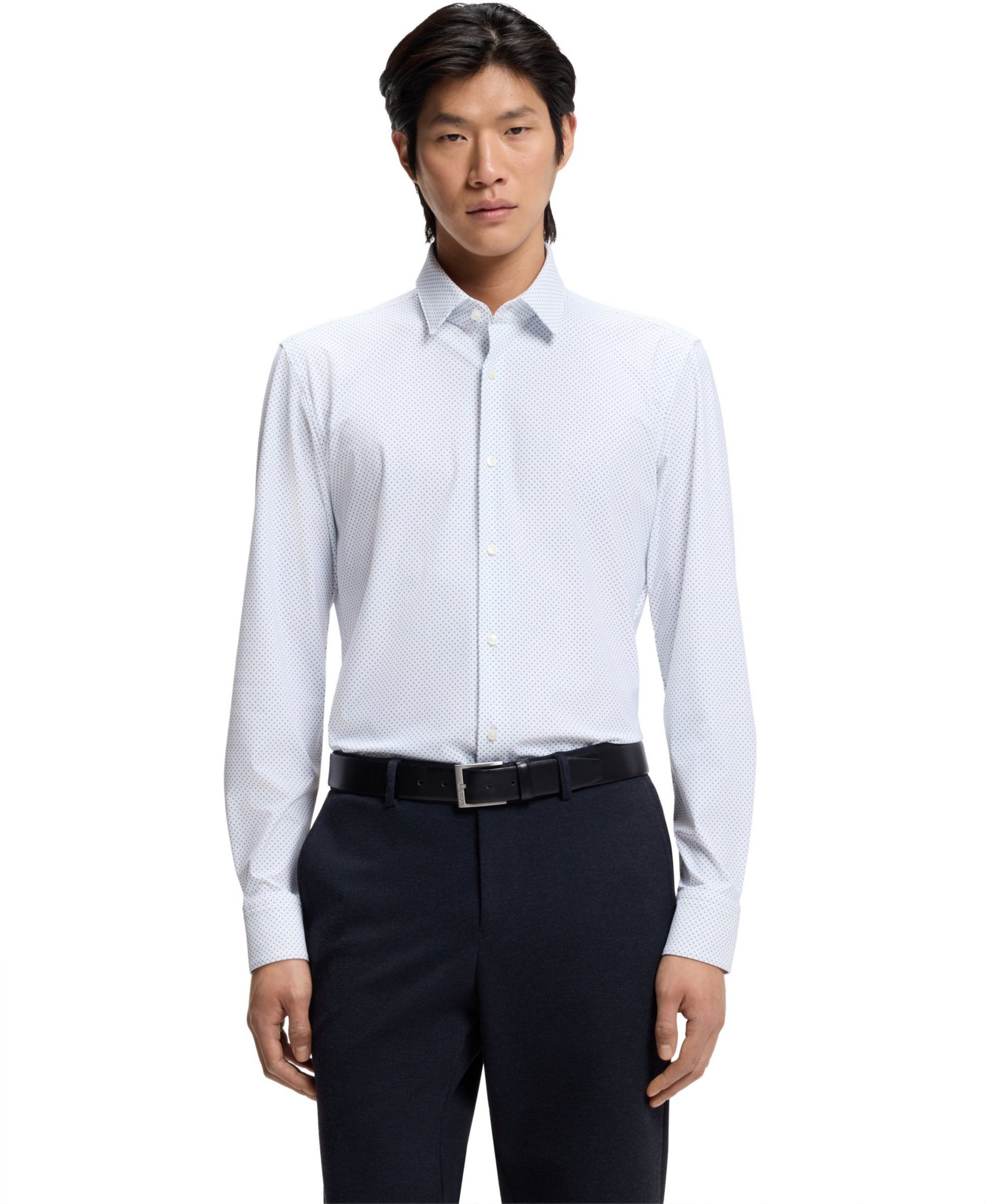 Мужская рубашка BOSS by Hugo Boss Printed Performance-Stretch Slim-Fit