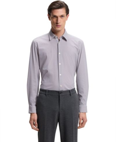 BOSS by Hugo Boss Men's Printed Performance-Stretch Jersey Slim-Fit Dress Shirt