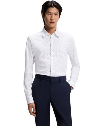 BOSS by Hugo Boss Мужская приталенная рубашка из смеси хлопка с принтом