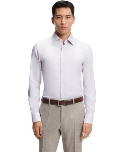 BOSS by Hugo Boss Men's Italian-Made Structured Cotton Slim-Fit Dress Shirt
