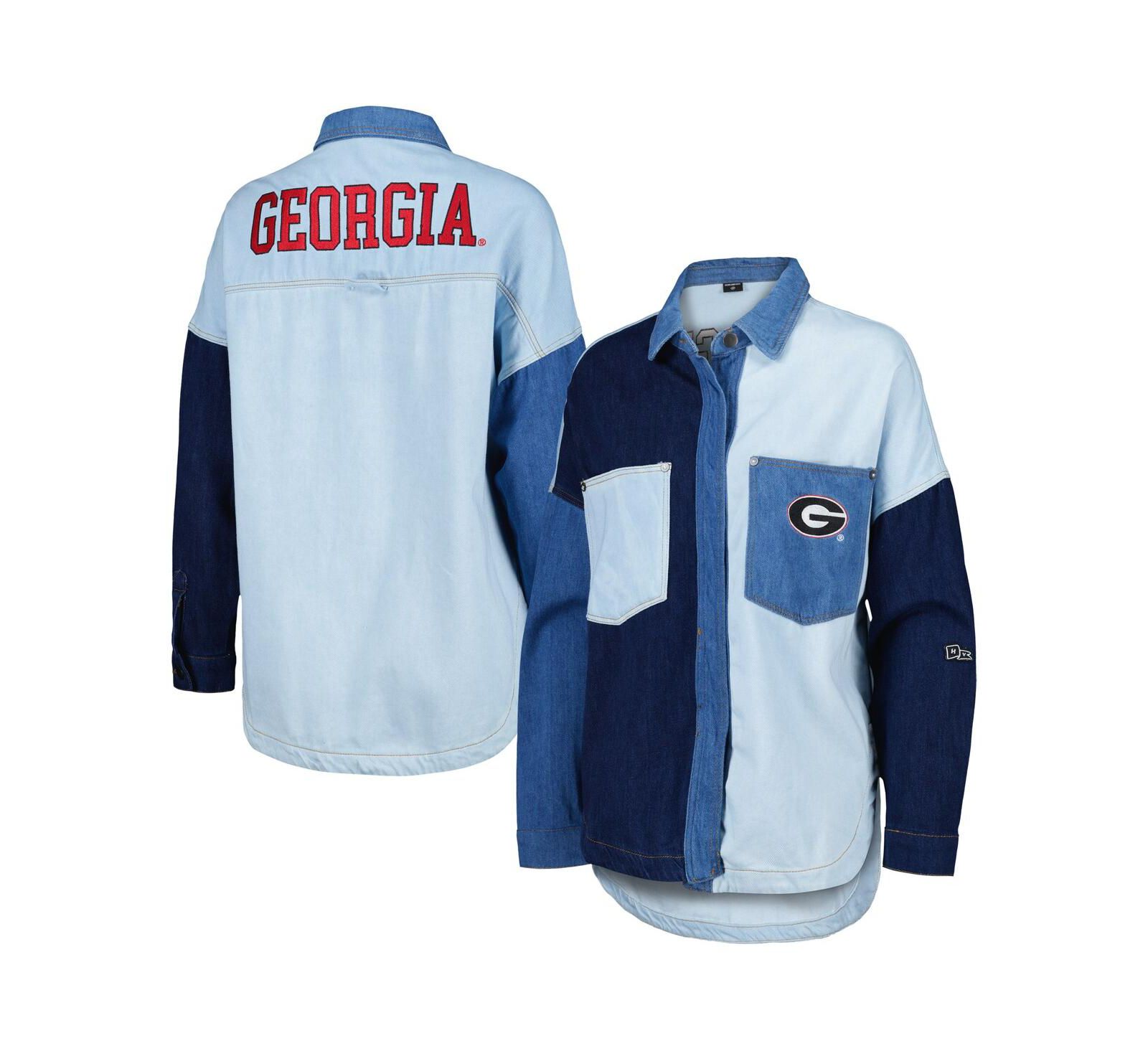 Hype And Vice Women's Denim Georgia Bulldogs Multi-Hit Hometown Full-Snap Jacket