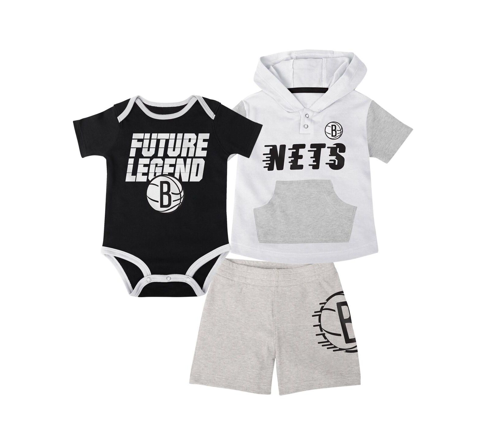 Детский комплект Outerstuff Brooklyn Nets, боди, худи, футболка и шорты, 3 шт