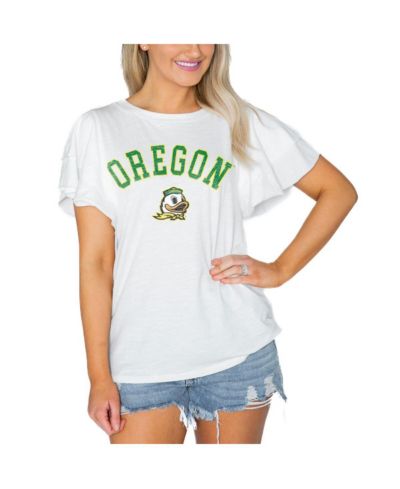 Женская футболка Gameday Couture White Oregon Ducks Arch Logo Flutter Sleeve