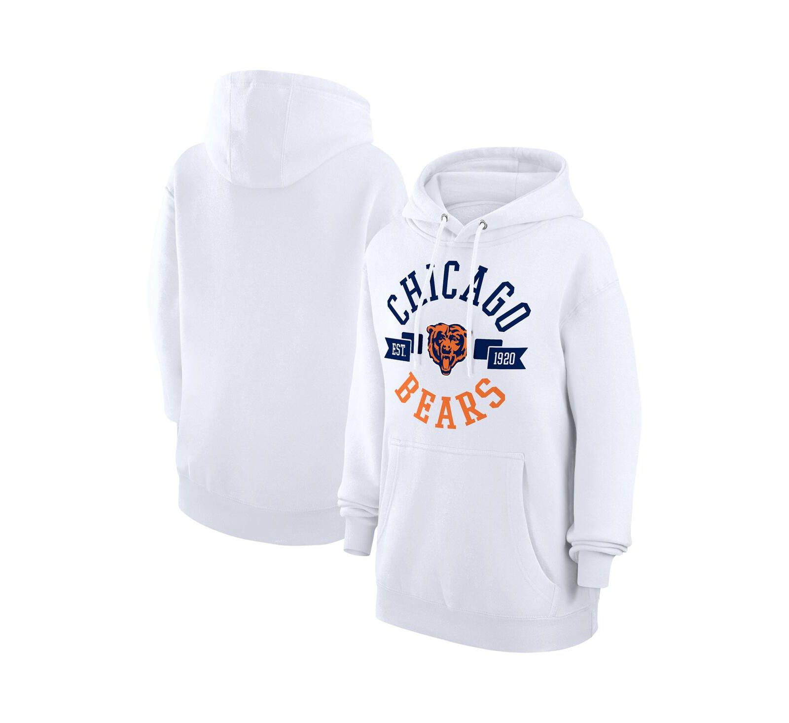 G-III 4Her by Carl Banks Women's White Chicago Bears City Graphic Team Fleece Pullover Hoodie