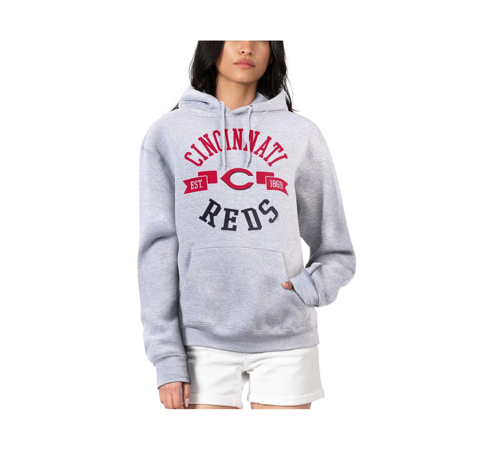 G-III 4Her by Carl Banks Женское худи с принтом Cincinnati Reds City, цвет Heather Gray