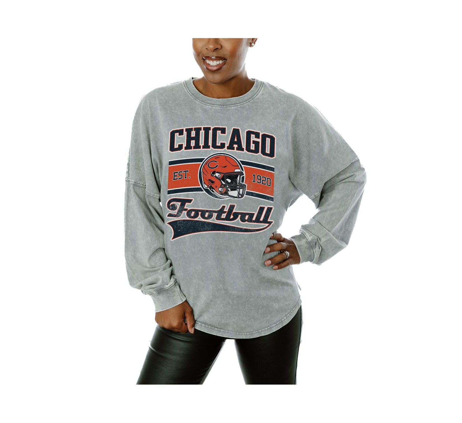 Gameday Couture Women's Gray Chicago Bears Snow Wash Oversized Long Sleeve T-Shirt