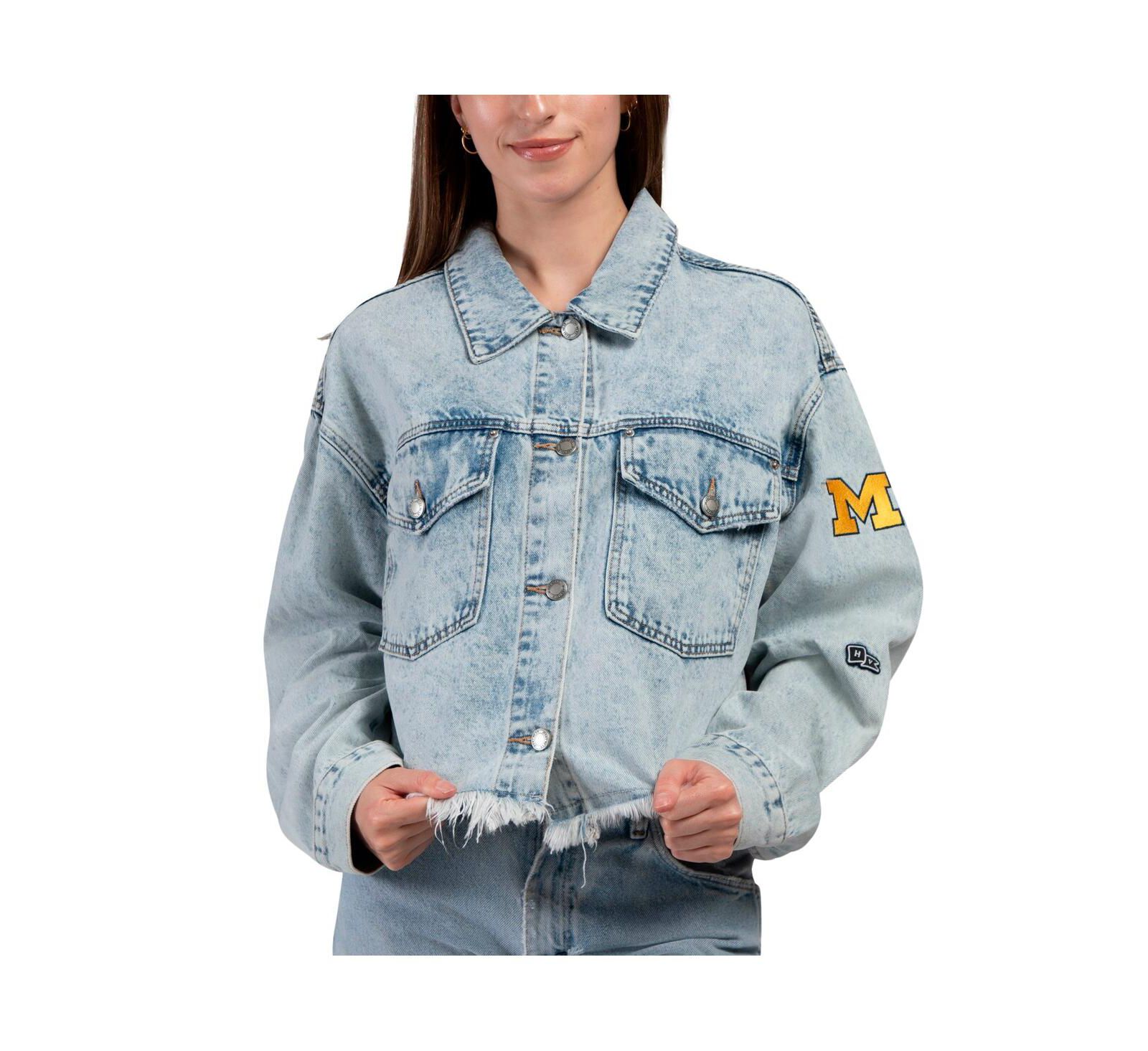 Джинсовая куртка Hype And Vice Women's Denim Michigan Wolverines Lightwash Full-Button