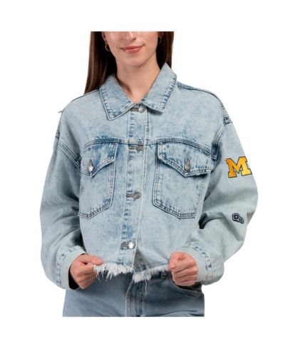 Джинсовая куртка Hype And Vice Women's Denim Michigan Wolverines Lightwash Full-Button