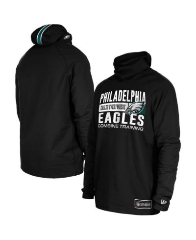 New Era Men's Black Philadelphia Eagles Functional Fandom Balaclava Helmet Stripe Tri-Blend Hoodie