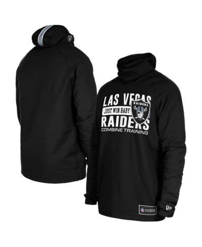 New Era Men's Black Las Vegas Raiders Functional Fandom Balaclava Helmet Stripe Tri-Blend Hoodie