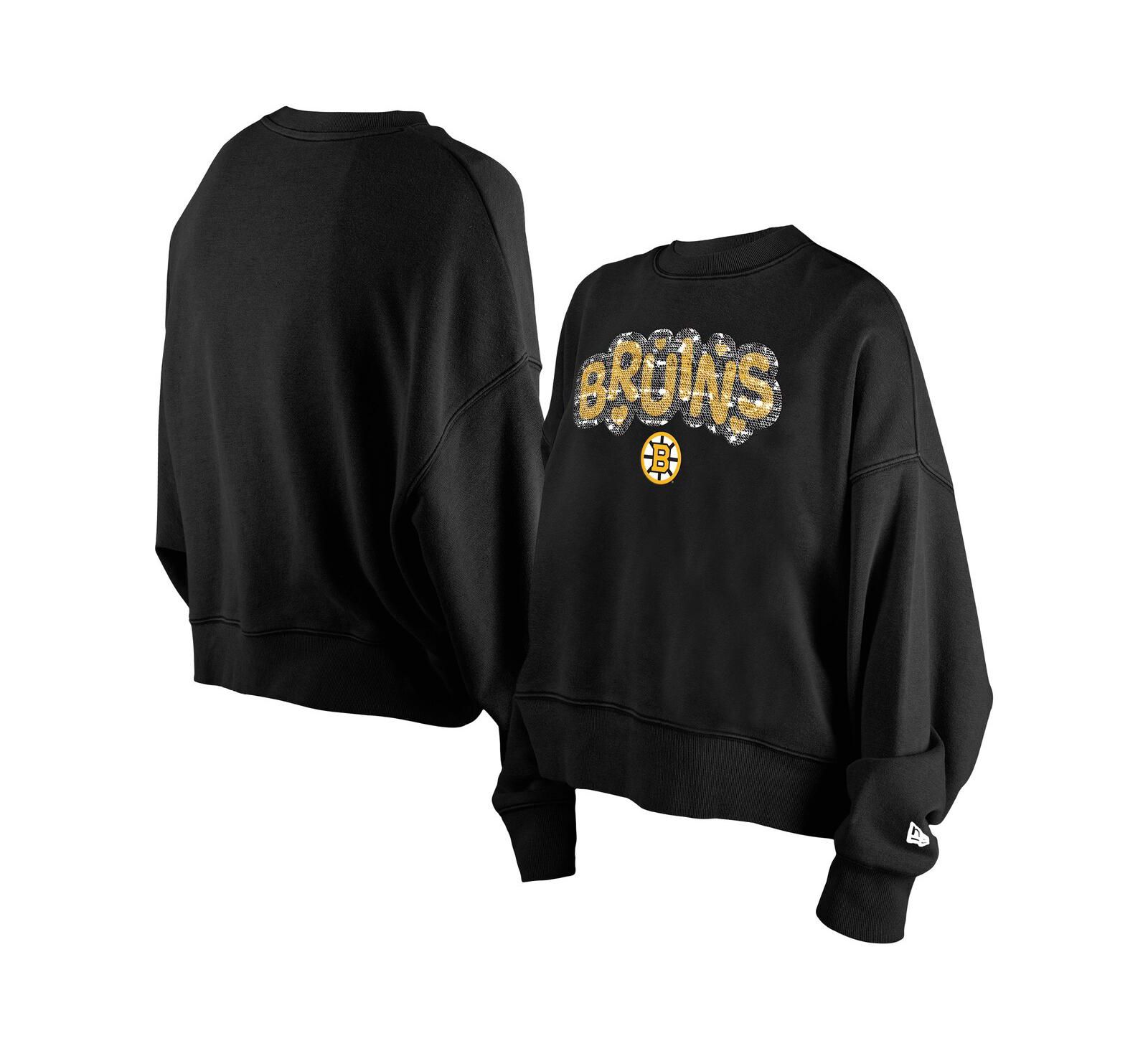Женское свитшот New Era Black Boston Bruins Flip Sequin