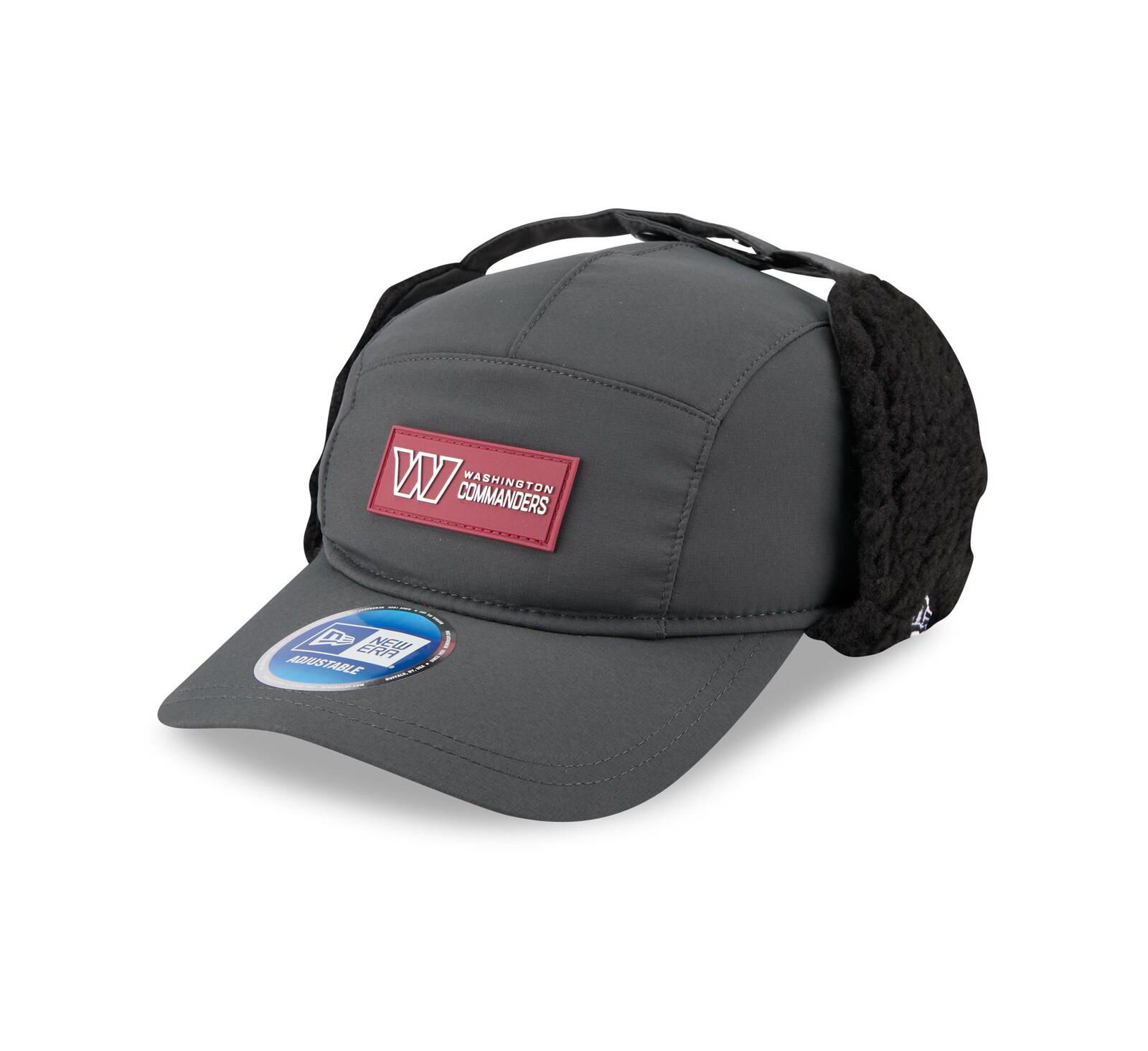 Мужская регулируемая кепка New Era Charcoal Washington Commanders 2025 Sideline Cold Weather Runner Dog Ear