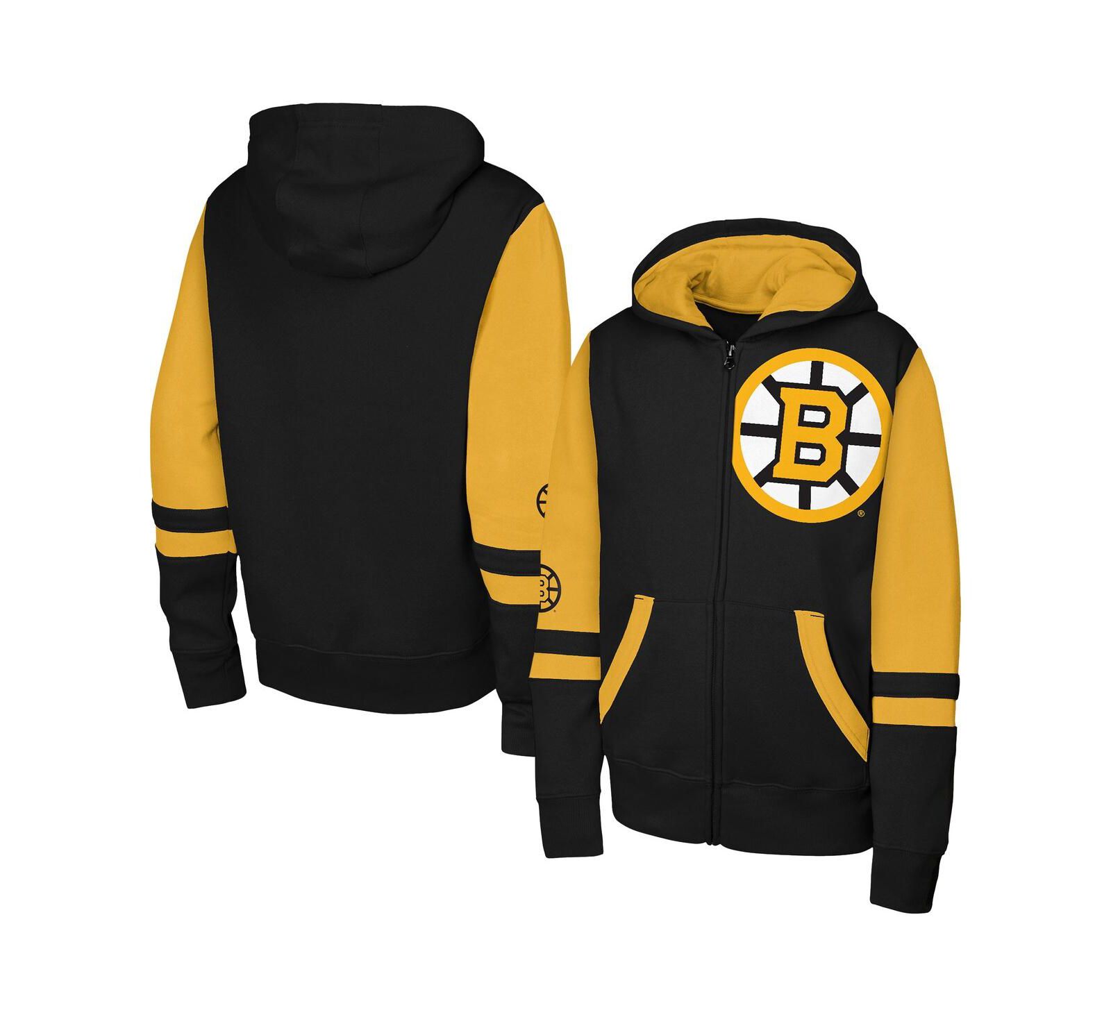 Худи Outerstuff Full-Zip с принтом Boston Bruins для мальчиков и девочек, черное