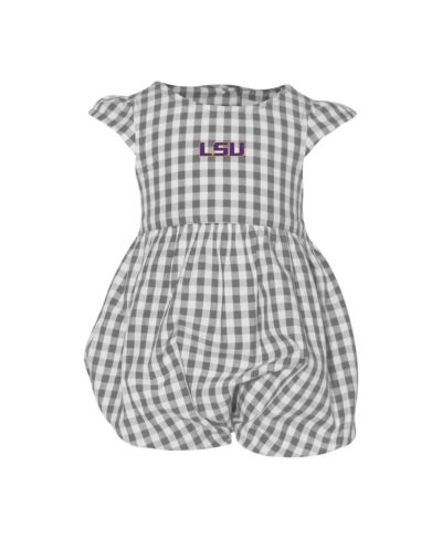 Garb Baby Girls Gray LSU Tigers Cara Gingham Ruffled Bodysuit