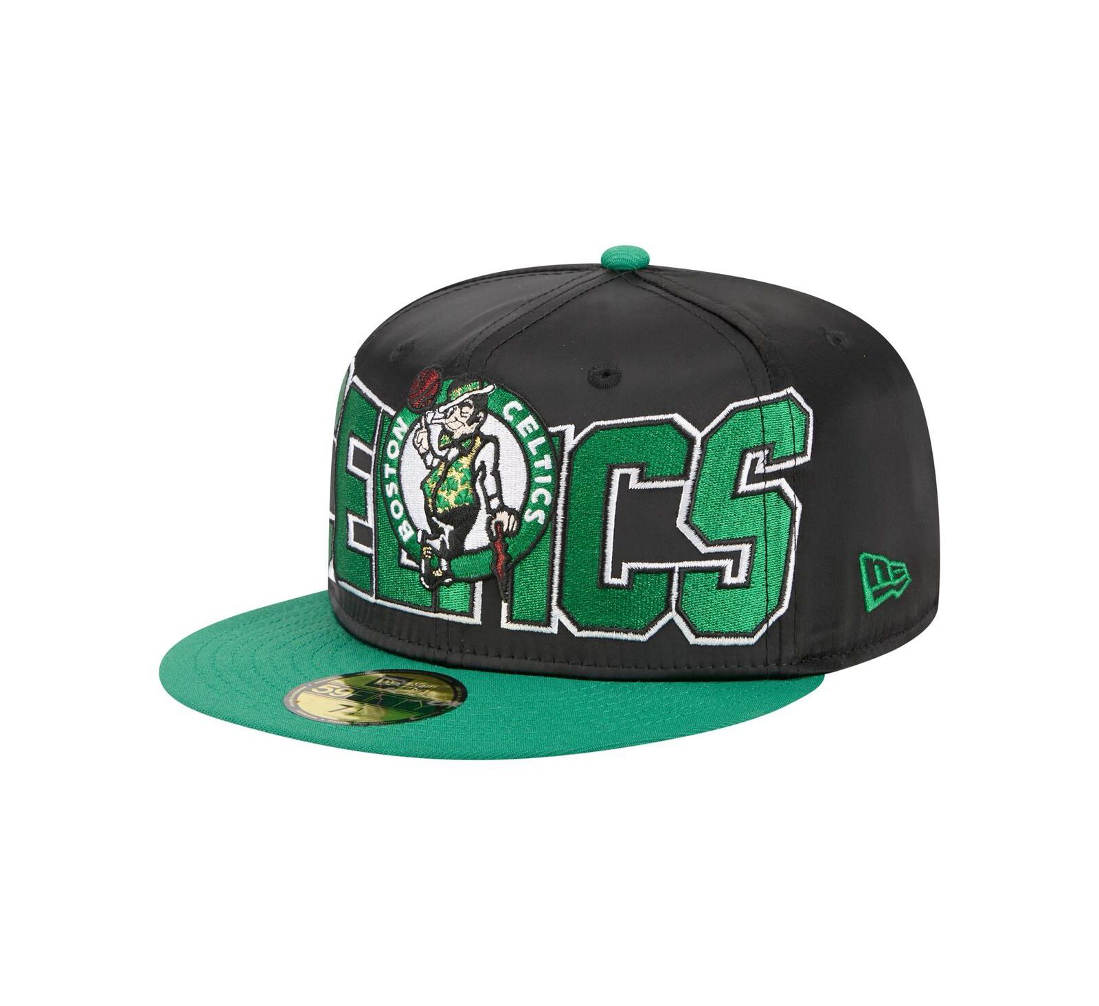 New Era Men's Black/Kelly Green Boston Celtics Satin Two-Tone 59FIFTY Fitted Hat