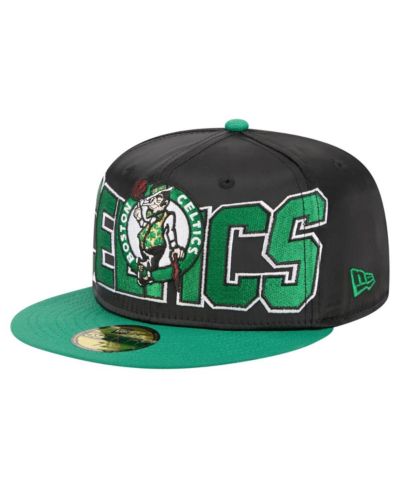 Мужская атласная двухцветная кепка New Era Boston Celtics 59FIFTY, черная/зеленая