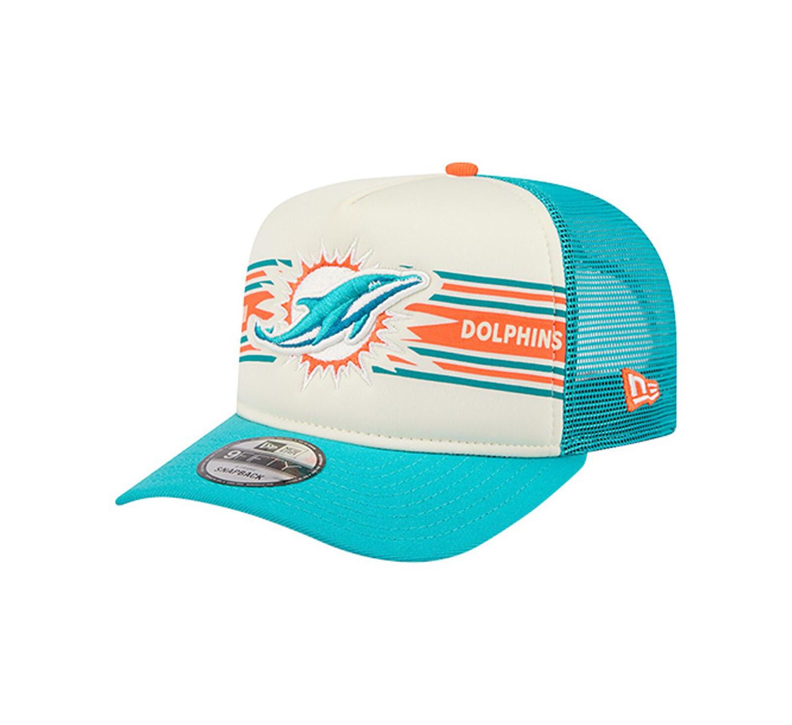 New Era Мужская кепка-снэпбэк New Era Cream/Aqua Miami Dolphins Banner A-Frame 9FIFTY Trucker