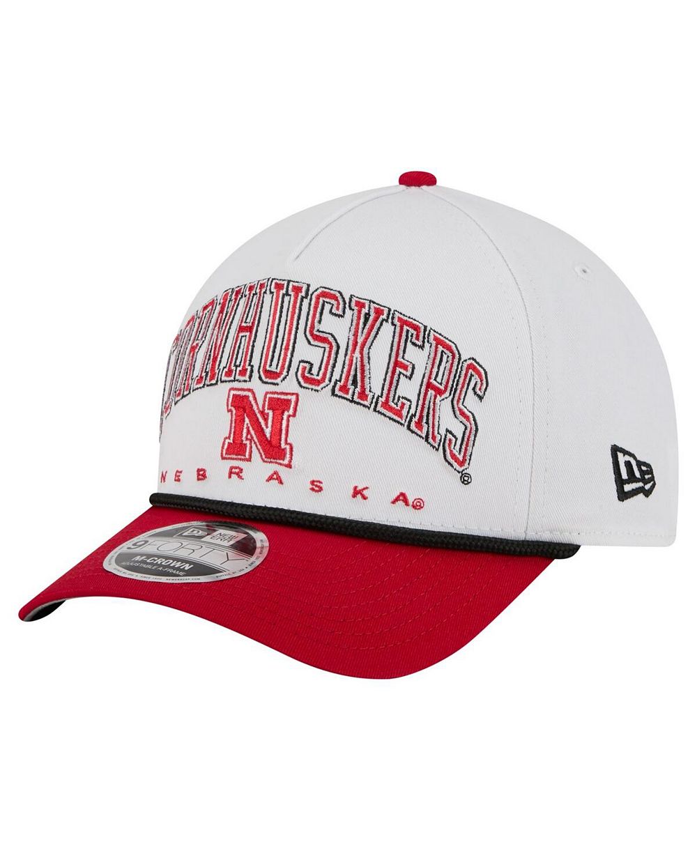 Мужская кепка New Era Nebraska Huskers Arch Two-Tone Rope 9FORTY A-Frame M-Crown, белая/алая