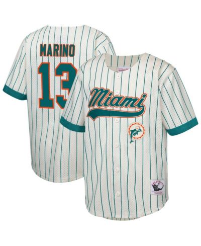 Mitchell & Ness Big Boys and Girls Dan Marino Cream Miami Dolphins Retired Player Name & Number Baseball Jersey