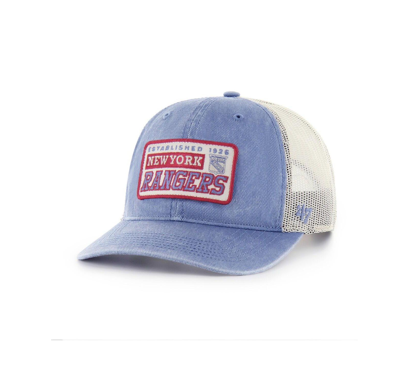 '47 Brand Men's Blue New York Rangers Canteen Pigment Dyed Patch Trucker Adjustable Hat