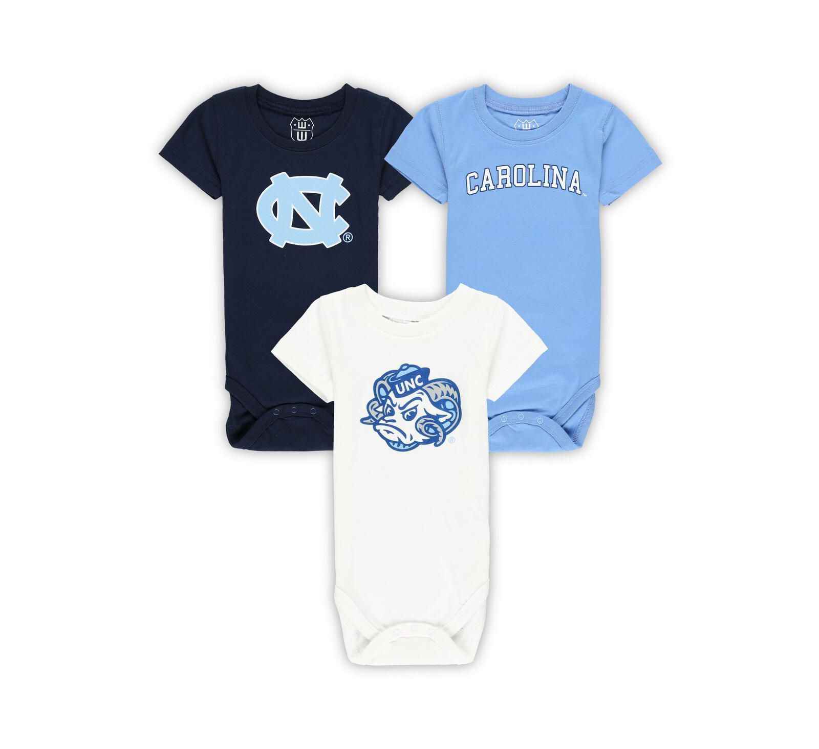 Комплект боди Wes & Willy для новорожденных мальчиков и девочек 3-Pack North Carolina Tar Heels