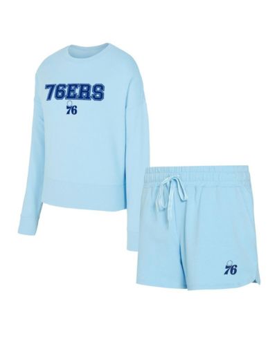Женский комплект Concepts Sport из 2 предметов: лонгслив и шорты Philadelphia 76ers Elevation Light Blue