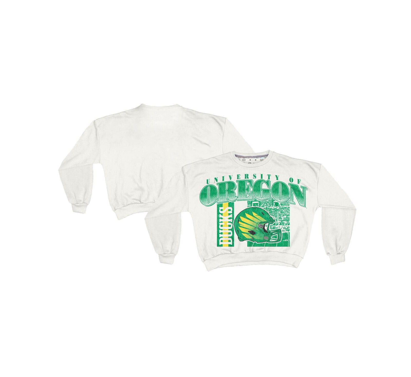 Свитшот Pressbox Women's White Oregon Ducks Oversized Janice Retro Женский