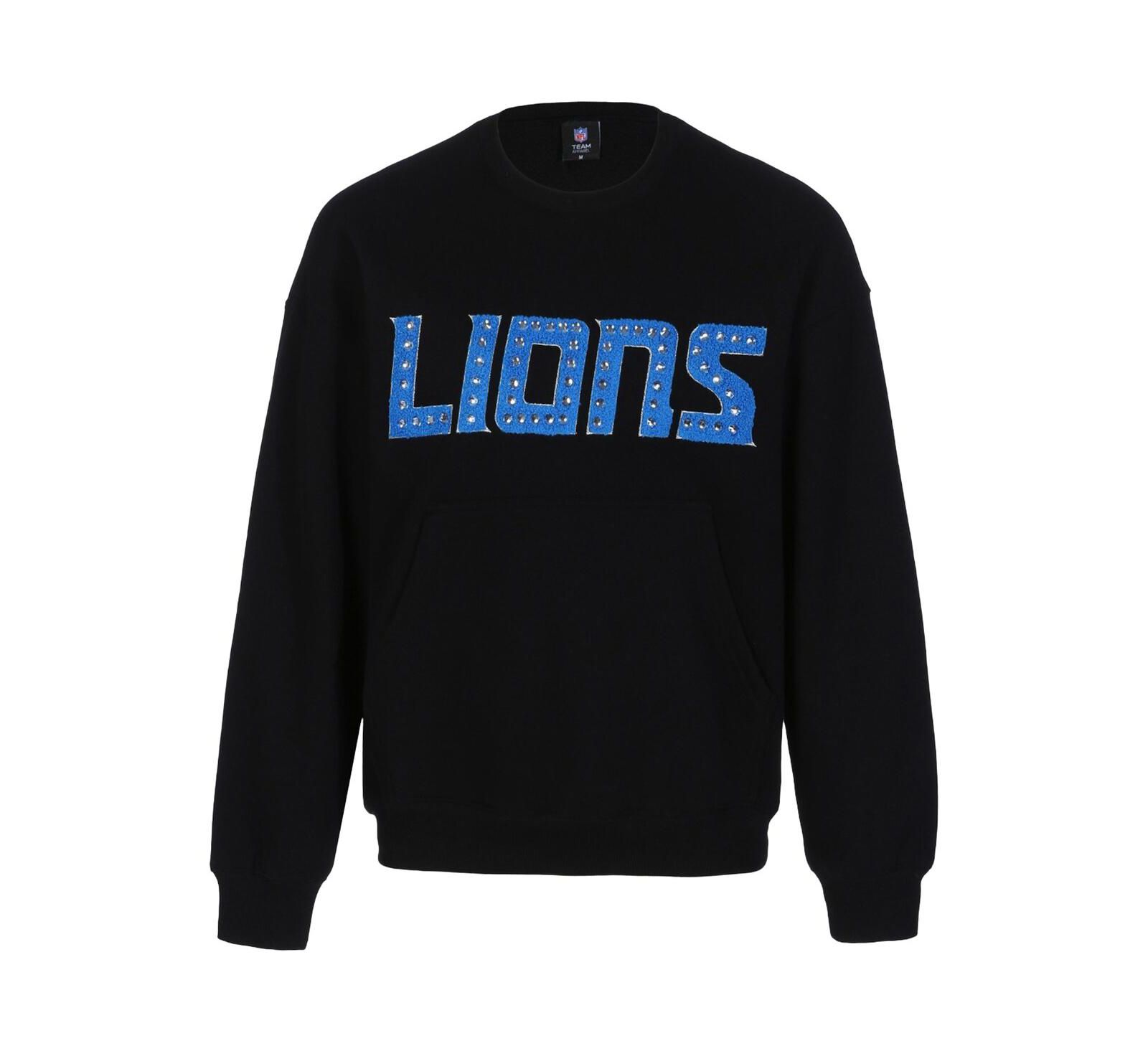 Свитшот Cuce Women's Black Detroit Lions Chenille Jeweled